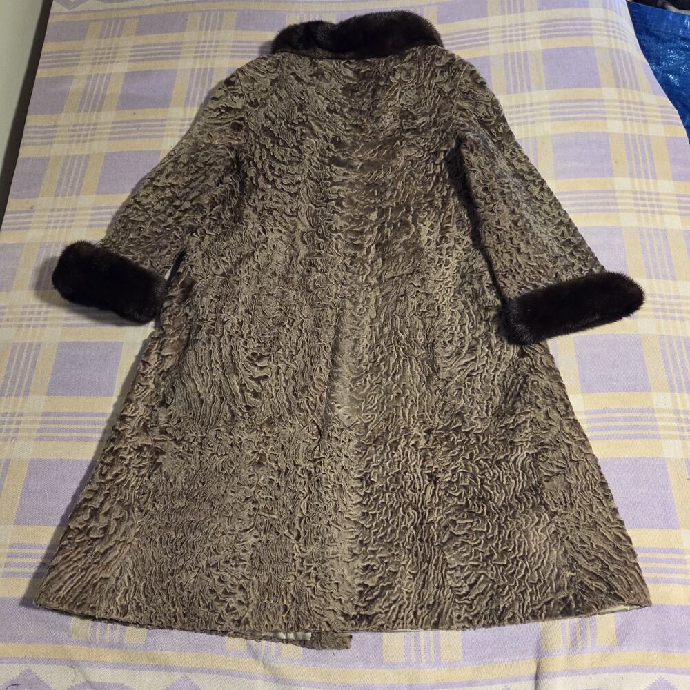 Vintage 40s 50s Rikes Dayton Persian Lamb Fur Mink Fur Collar Coat Penny Lane - Picture 4 of 16